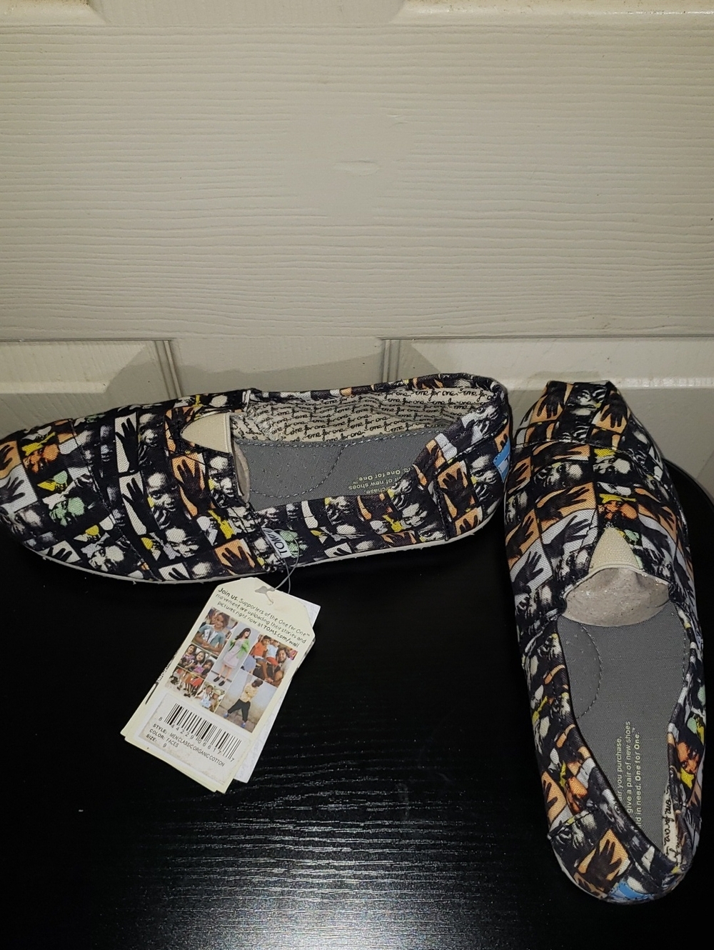 New TOMS Women’s Printed Canvas Alpargata Slip-On - Black Multicolor